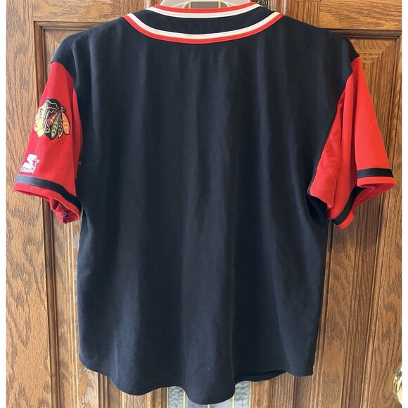 Rare Vintage Women's‎ NHL Chicago Blackhawk's Hockey Knit Baseball Shirt Size M - Picture 5 of 6
